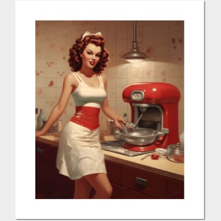 A Pin Up Girl in the Kitchen Posters and Art